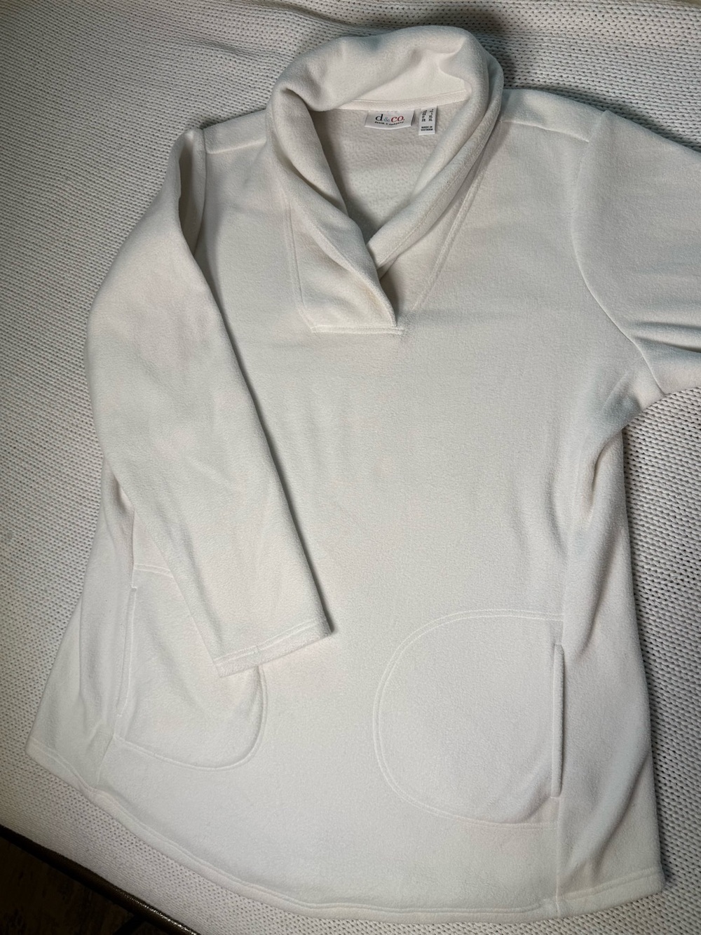 d&co. Cream Cowl-Neck Fleece Tunic Sweater